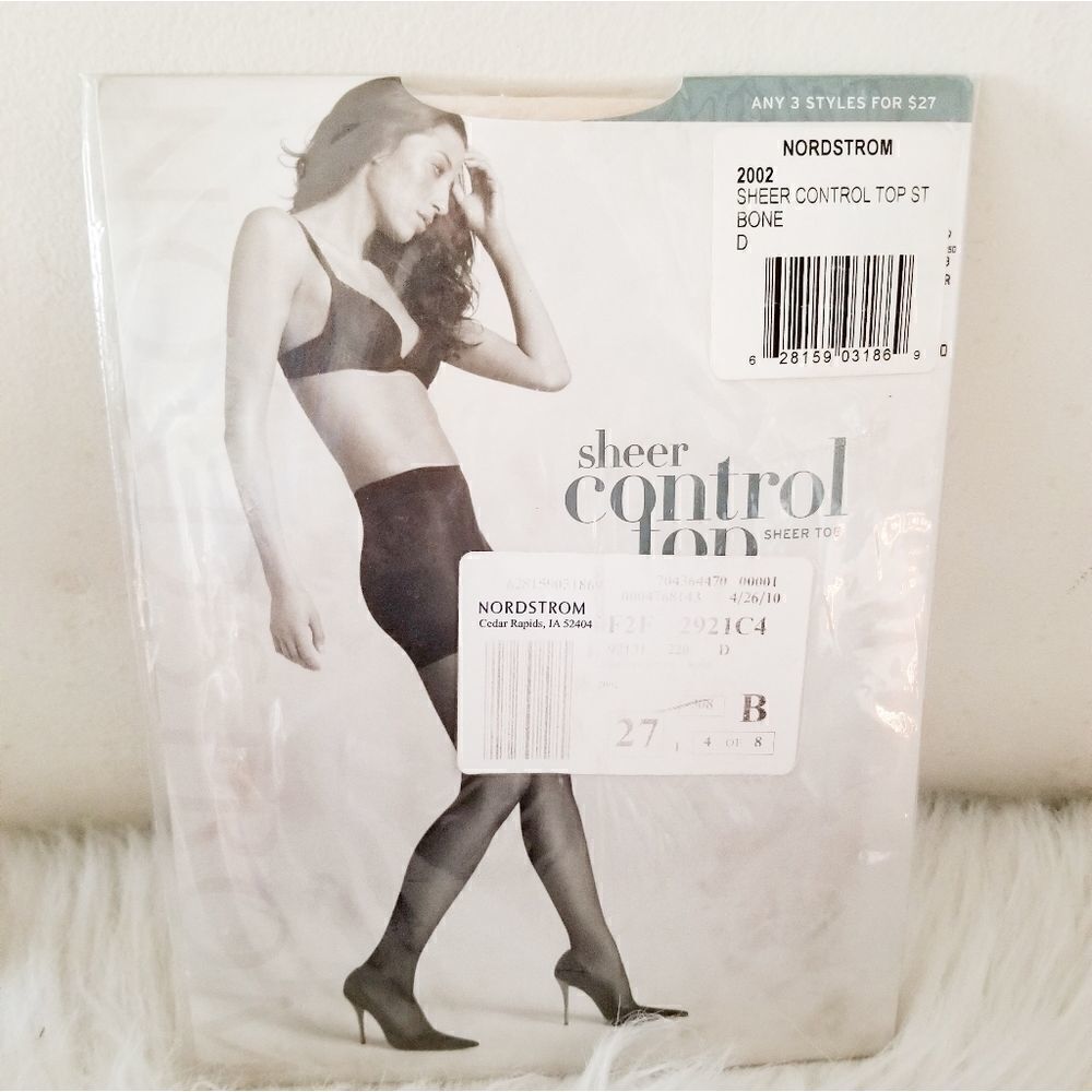 Nordstrom sheer control top hose bone color